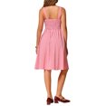 thumbnail image 3 of Vestido sin mangas de cuadros Gingham para mujer Inspire Chic, vestido midi fluido con fruncidos y diseño vintage en rojo, talla L, 3 of 6
