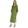 thumbnail image 4 of Phagun Indo WesternSolid Kurti For Women's V-Neck W/ Side Slit Indian Traditional Wear, 4 of 7