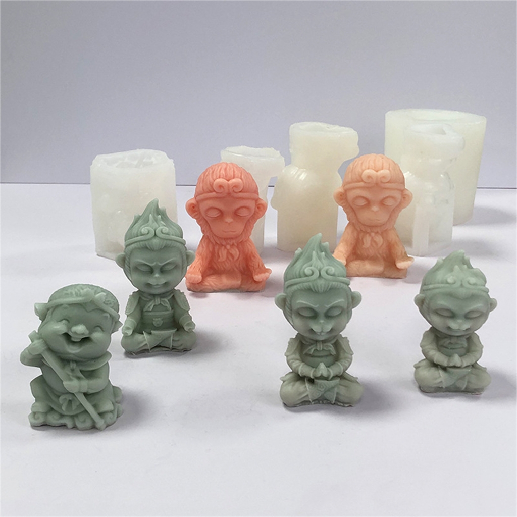 3D Sun WuKong Scented Candle Molds Handmade Silicone Mould Plasters Casting Molds Animal Ornament Molds Craft Supplies