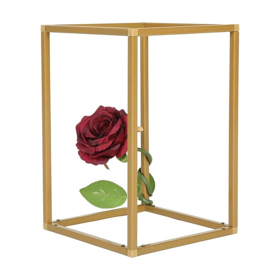 BalsaCircle 2 Pieces 12" Gold Matte Metal Geometric Rectangular Stands Flower Vase Holders