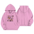 thumbnail image 2 of Krdevn Girls Halloween Boo Hoodie Ghost Pumpkin Black Cat Spider Web Haunted House Multi Motif Graphic Pullover Sweatshirt Long Sleeve Casual Fall Top with Pocket Pink,7-8 Years, 2 of 3