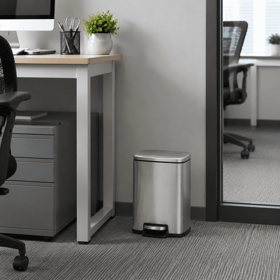 Innovaze 1.3 Gallon Trash Can, Step-on Bathroom and Office Trash Can, Stainless Steel