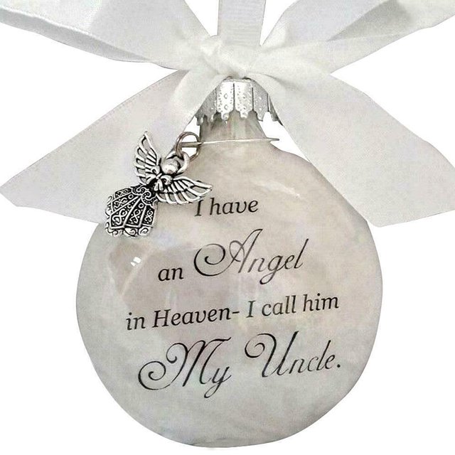 Inteprter Bola de plumas Ángel en adorno conmemorativo signo decoraciones conmemorativas para papá mamá decoración familiar bola Navidad decoración Decoración del hogar tío Inteprter HA003103-12