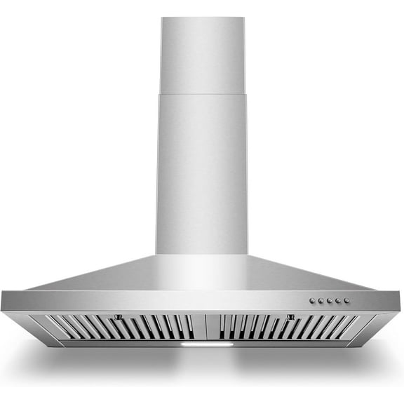 Joeaonz 30-Inch Wall Mount Range Hood, Stainless Steel, 450CFM, Ventless/Ducted, Ultra Quiet, LED Light, 3-Speed