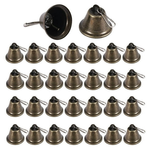 30 Pcs Bells Craft Small Bells Brass Bells Vintage Bells with Hooks for Hanging Wind Chimes Making Dog Tr