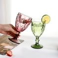 thumbnail image 3 of STP GOODS Embossed Drinking Glasses Set of 6 Pcs 11.3 fl oz (335 ml) Wine Glasses Set of 6 Drinking Glasses Water Goblets for Weddings and Parties Vintage Glassware, Pink, 3 of 4