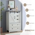 thumbnail image 4 of BOSHIRO 5-Drawer Sliding Barn Door Dresser, Antique White with Dark Brown Top, Farmhouse Tall Chest for Bedroom and Living Room, 4 of 8
