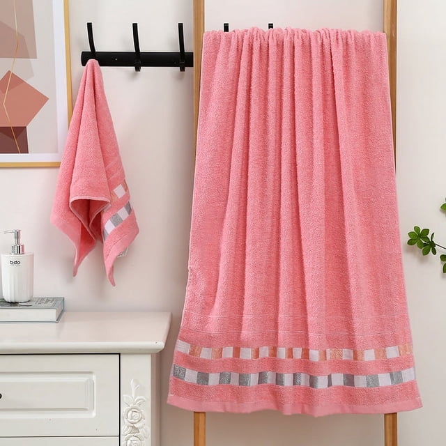 Zhuge Toalla de mano de seda brillante de color liso, 6 unidades, de algodón suave y muy absorbente, ideal para ducha, piscina, spa y gimnasio. Uso diario, 35 x 75 cm (rosa).