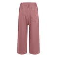 thumbnail image 3 of Wide Leg Cropped Pants for Women Casual Travel Work Sweatpants Loose Fit Summer Trousers with Drawstring Waist and Pockets, 3 of 5