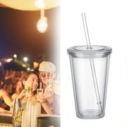 SYWAN 17 oz Double Wall Tumbler Cups With Lid, Acrylic Cups With Crystal Clear Lid And Straw,Water Coffee Cup For Home,Office,School,Ice Drink,Hot Beverage