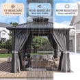 thumbnail image 4 of JolyDale 10' x 10' Hardtop Gazebo, Aluminum Frame Permanent Pavilion Double Galvanized Metal Roof with Curtains and Hooks for Garden, Patio, Backyard, Gray, 4 of 8