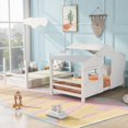 thumbnail image 3 of Harper & Bright Designs Twin Over Twin House Bunk Bed with Ladder, Twin Wood Bed Frame with Roof Design for Teens, Boys and Girls, White, 3 of 14