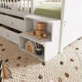 thumbnail image 6 of Low Loft Bed with 4 Storage Drawers & Stairs, House Shaped Headboard with Plug-in Warm LED Light, Headboard Shelf, Twin Size Storage Bed Frame (Twin, White), 6 of 10