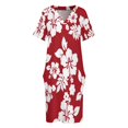 thumbnail image 6 of Hawaiian Pattern - Red Plus Size Summer Dress Women Casual Printed V Neck Short Sleeve Hawaii Boho Beach T Shirt Dress, 6 of 8