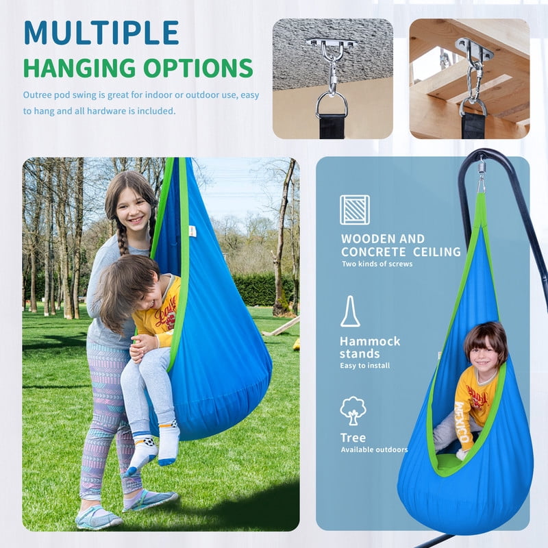 OUTREE Cotton Kids Pod Swing Seat Blue