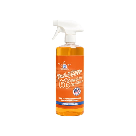 Wash & Shine 66 Waterless Car Wash Spray 32 oz – Scratch-Free Car Cleaner & Quick Detailer – No Water Needed – Safe for Ceramic Coated Cars, Trucks, RVs & Motorcycles – High Gloss Nano Clean Formula