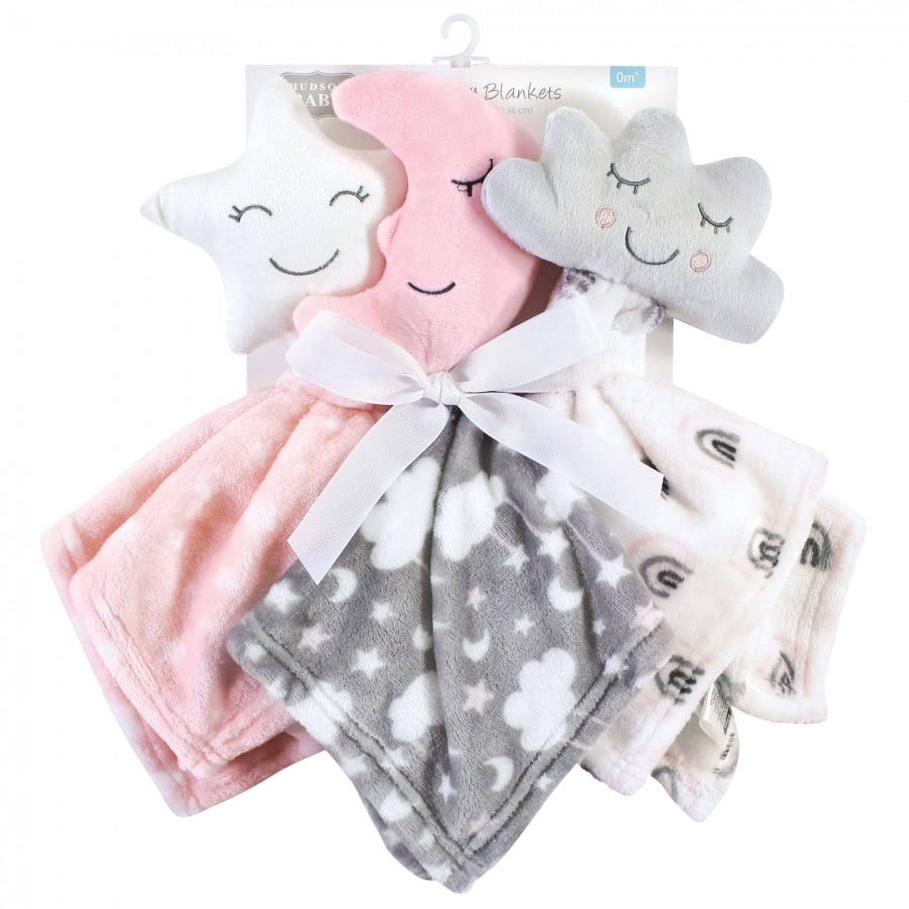 Hudson Baby Infant Girl Animal Face Security Blanket, Star Girl, One Size