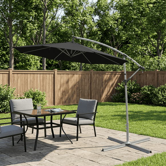 Parasol déporté Gandia de 3 m (10 pi) avec base en croix, noir
