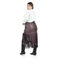 thumbnail image 4 of Falda de vinipiel con flecos Roman Fashion /Tallas Extras, 7063 (Cafe) cafe 38, 4 of 7
