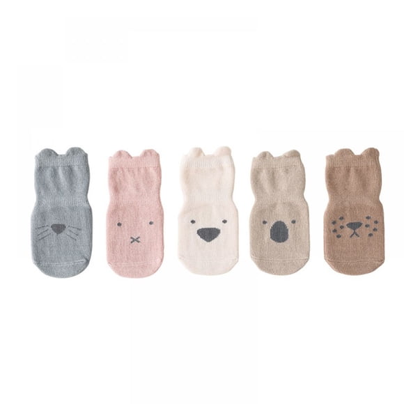 Ficarrico 5 pares de calcetines de suelo para bebé, conejo rosa-) Talla M 1-3 añosCalcetines de suelo para bebés y niños pequeños 5 pares Calcetines de suelo para bebés y niños pequeños