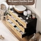 thumbnail image 4 of Negra rattan 6-cajón cómoda (47.2w x 15.7d x 32.3h) con metal handles, anti-tipping, y silent slides para dormitorio, hallway, y para niños room, 4 of 7