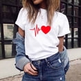 thumbnail image 3 of Tiqkatyck Women Summer Tops Clearance, Women's Fashion Loose Short Sleeve Heart Print T-Shirt Casual O-Neck T Shirts for Women M, 3 of 7