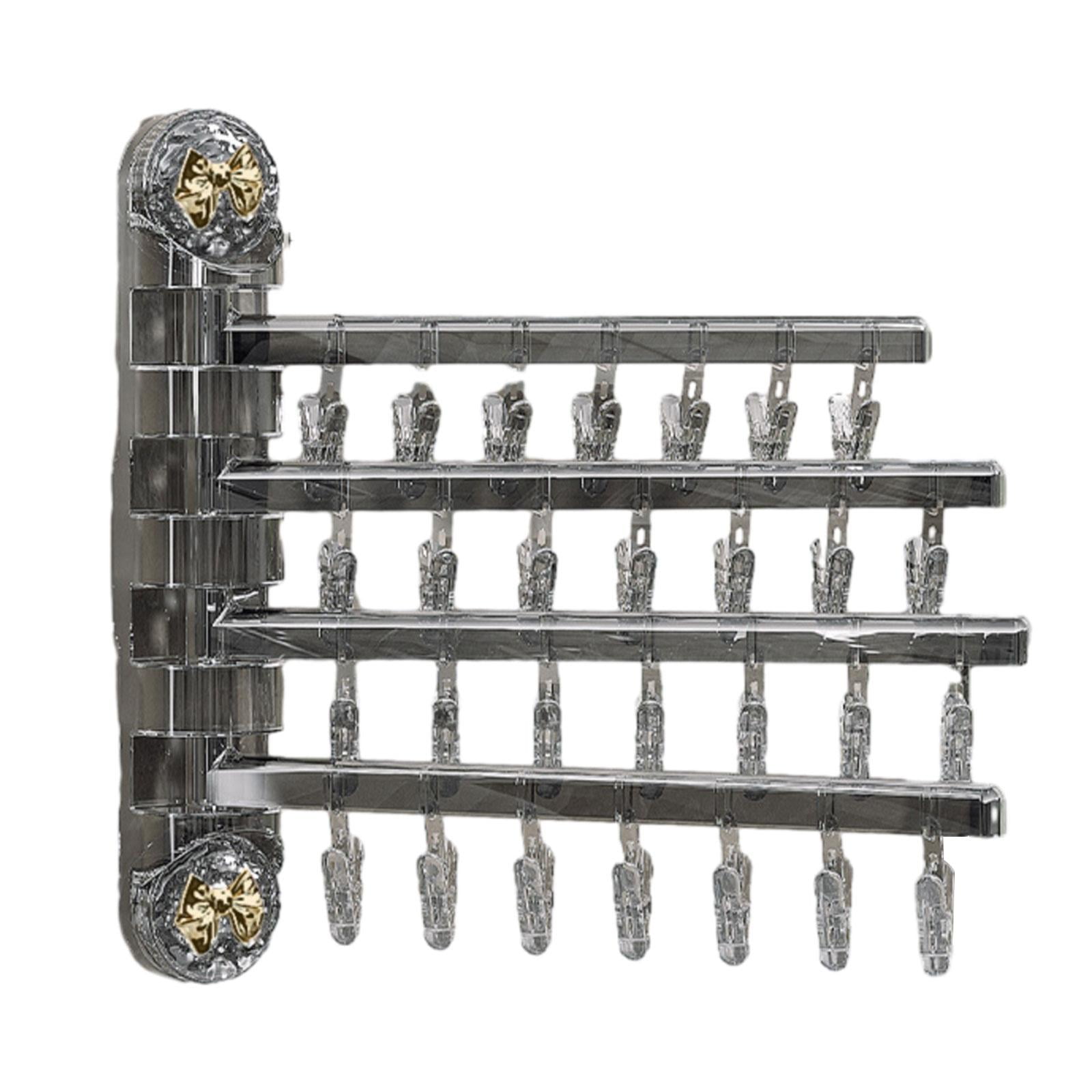 Tongina Foldable Laundry Hanger Drip Hanger Clothes Organizer, Laundry Clips Drying Rack for Scarf Baby Clothes Towels, Underwear Hat Gray Gold Bow