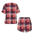 thumbnail image 5 of Naloa Heart Plaid Women's Short-Sleeved Pajama Set, Loungewear, Summer pajamas, Breathable Cozy - Large, 5 of 9