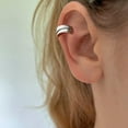 thumbnail image 2 of Ear Cuff Earrings 925 Sterling Silver Hypoallergenic Sterling Silver Simple Line Adjustable No Piercing Clip on Earrings for Women, 2 of 6