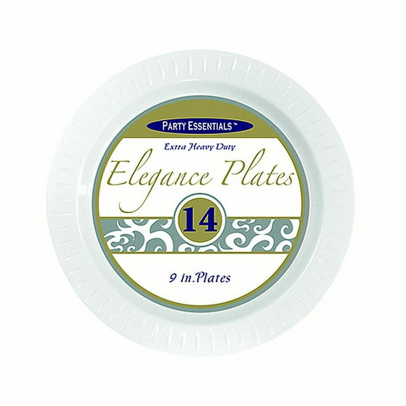 1 - Party Essentials 9" Elegance Luncheon Plates- White 14 Ct.