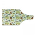 thumbnail image 1 of Cats Cutting Board, Cats Birds and Butterflies with Ornate Details Fantasy Castle Trees Hearts, Tempered Glass Cutting and Serving Board, Wine Bottle Shape, Green Brown Pale Blue, by Ambesonne, 1 of 1