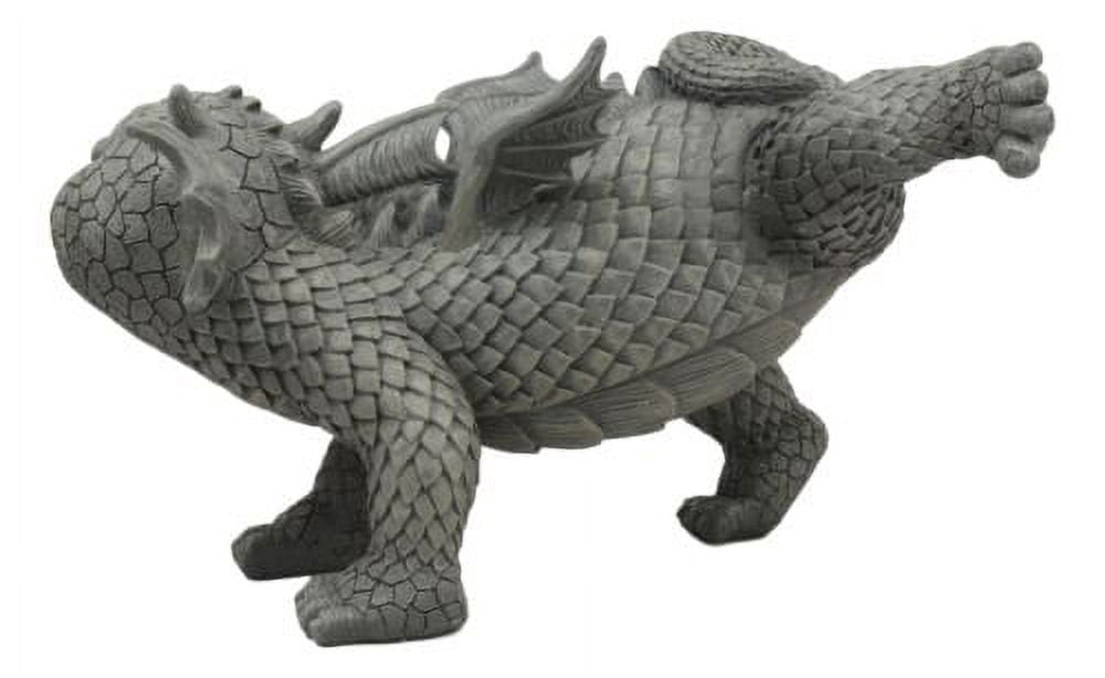Garden Dragon Peeing Dragon Decorative Garden Accent Sculpture Stone Finish 10 Inch Tall