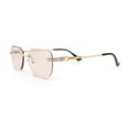 thumbnail image 3 of Rhinestone Jewel Stud Metal Rimless Bevel Lens Rectangle Sunglasses Gold - Light Peach, 3 of 4