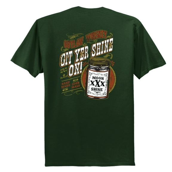 Outlaw Whiskey Get Yer Shine On Short Sleeve T-shirt-Forest-Large