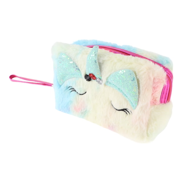 Bolsa de maquillaje portátil de dibujos animados para mujeres de Unique Bargains para viajes, vacaciones y camping, color amarillo, rosa, azul