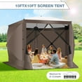 thumbnail image 5 of HOTEEL 10x10ft Camping Gazebo Screen Tent, 5 Sided Pop-up Canopy Shelter with Mesh Windows, Portable Carry Bag, Stakes, Waterproof, UV 50+, Large Shade Tents for Outdoor Camping, Backyard, Brown, 5 of 9
