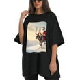 thumbnail image 4 of Plus Size Shirt for Women Black Tops for Women Short Sleeves Shirt for Women Santa Claus And Reindeer 2 T Shirt Crewneck Shirt for Women 2XL, 4 of 5