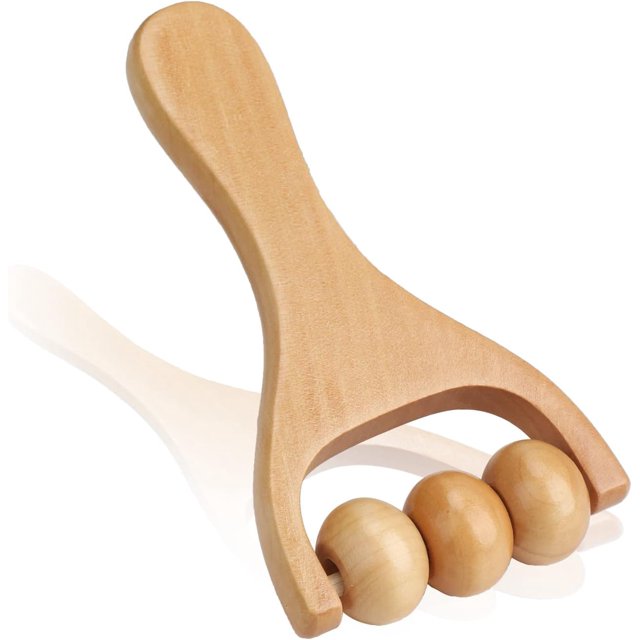 1 masajeador de rodillo de mano de madera, automasaje de cintura, muslos, manos y todo el cuerpo, terapia de masaje con herramienta de rodillo instantáneo, relajación de espalda y alivio del dolor Sincero Electrónica