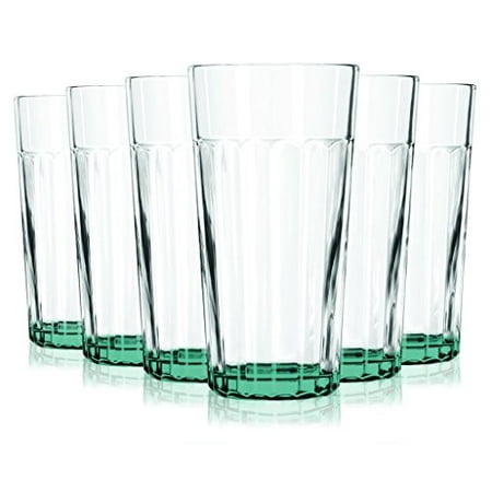 Colored Glass Drinkware Aqua Libbey Jumbo Cooler Glass with Beautiful Colored Accent with 16 oz Capacity - Set of 6 - Additional Vibrant Colors Available by TableTop King ()