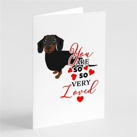 Dachshund Black and Tan #1so Loved Greeting Cards and Envelopes Pack of 8 7 in x 5 in