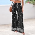 thumbnail image 2 of Women Plus Size Pants Wide Leg Palazzo 2026 Summer Boho Trousers Spring Flowy Beach Vacation Wear, #02 Black, M, 2 of 6