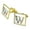 Gold, variant on Letter W Floral Monogram Initial Square Cufflink Set - Silver or Gold