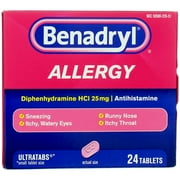 Benadryl Allergy Relief, Ultratab Tablets - 24 Ea, 3 Pack