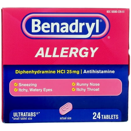Benadryl Allergy Relief, Ultratab Tablets - 24 Ea, 3 Pack