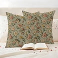 thumbnail image 3 of Vintage Spring Floral Outdoor Waterproof Pillow Covers, Farmhouse Flowers Green Vintage Decorative Square Throw Pillowcase Sofa Cushion Sham for Patio/Couch/Chair, 18"x18" 2 Pack, 3 of 8