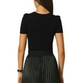 thumbnail image 3 of INSPIRE CHIC Women's Casual Knit Sweetheart Neck Short Sleeve Ribbed Tops 2XL Black, 3 of 5