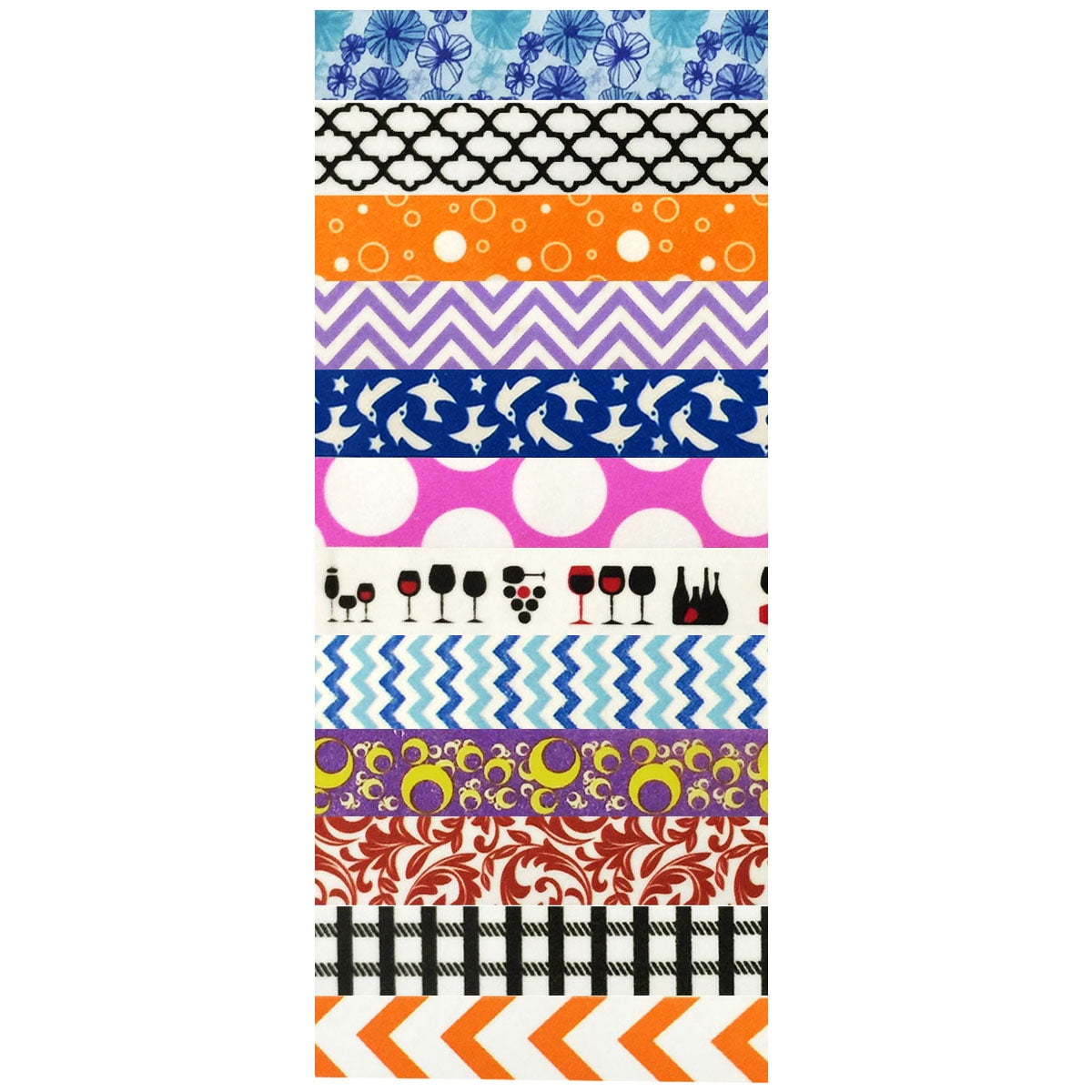 Wrapables Washi Tapes Decorative Masking Tapes, Set of 12, ADSET01