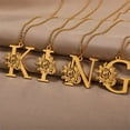 thumbnail image 3 of HIJONES Initial Letters Necklace with Rose for Women Stainless Steel 26 Alphabet Pendant Charm with Chain Gold Plated Y, 3 of 6
