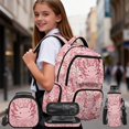 thumbnail image 2 of Pzuqiu Cherry Blossom Axolotl School Backpack Set for Girls 4 Piece with Lunch Box,Pencil Case,Water Bottle Holder,17 Inch Large Capacity Schoolbag with Adjustable Straps for Elementary Middle School, 2 of 7