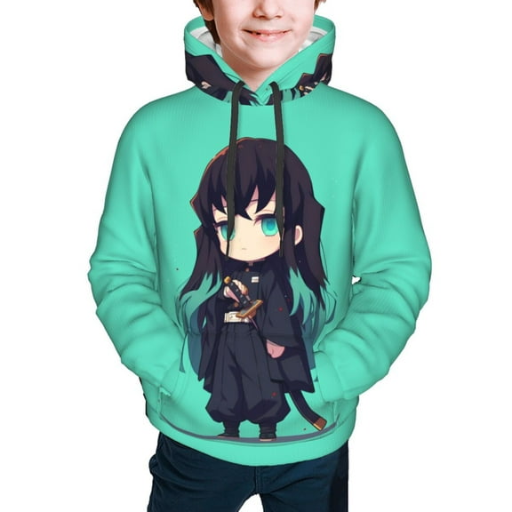 Demon Slayer Muichiro Tokito Kids' Hoodie 3d Print Sweatshirt Soft Pullover Hooded With Big Pockets For Boys Or Girls Small